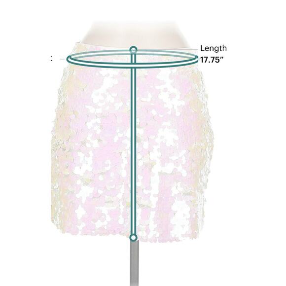 Zara White Sequin Mini Skirt Size M Ref 3920 125 - Picture 5 of 5
